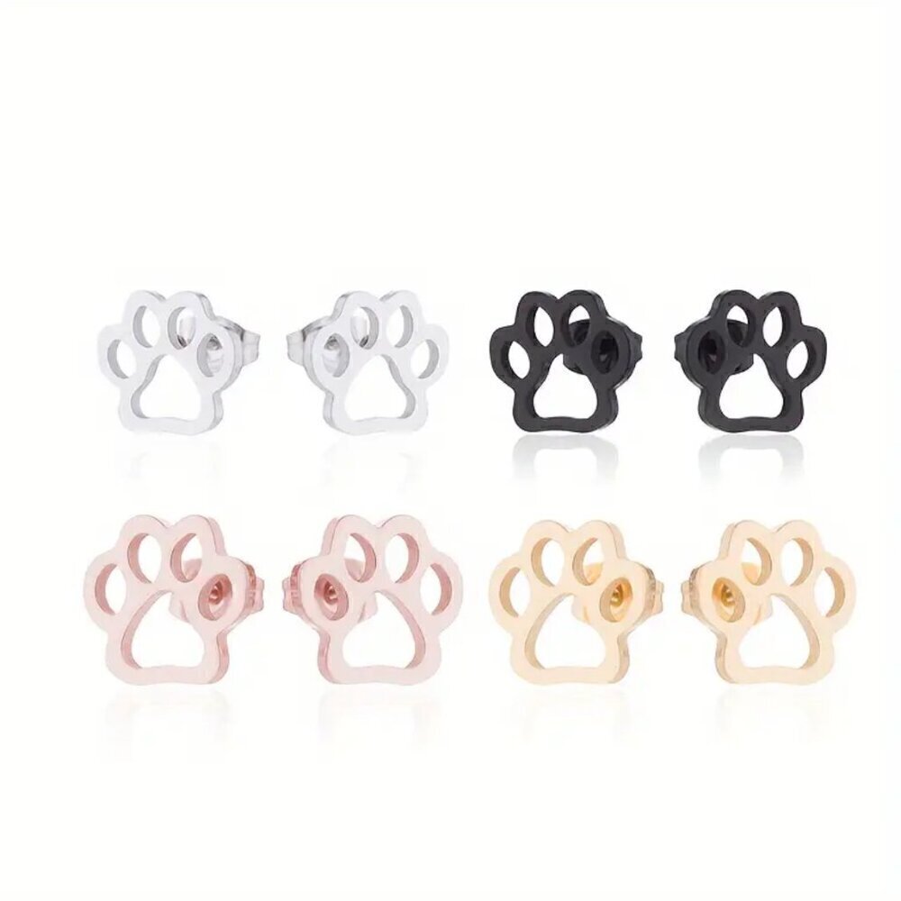 Paw Print Stainless Steel Stud Earrings #1365